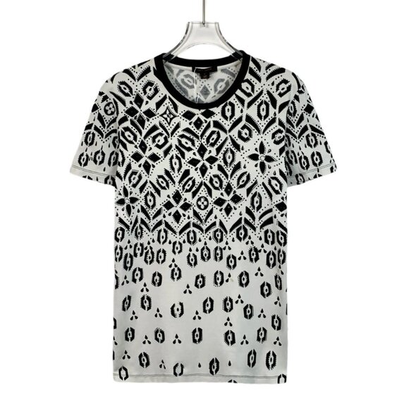Louis Vuitton Womens Black & White Graphic Print Short Sleeve T-Shirt Size Large - Picture 1 of 8